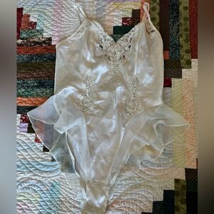 Vintage Victoria Secrets Satin Bodysuit Wedding Lingerie Size Small